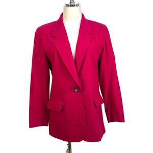 Vintage Liz Sport Wool Blazer Magenta Pink Single Button Notched Lapel